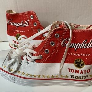 Conserve All Star Shoes Andy Warhol Campbell Soup High Top Sneakers Red New